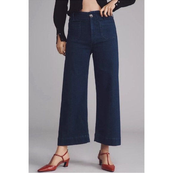 Anthropologie Denim - New Anthropologie The Colette Crop Wide-Leg Jeans Maeve Dark Blue 26